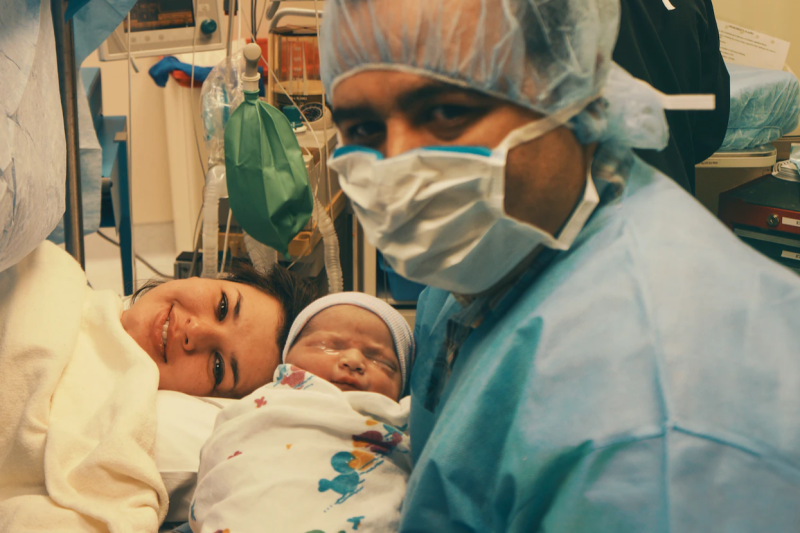 happy smiling faces birth c-section